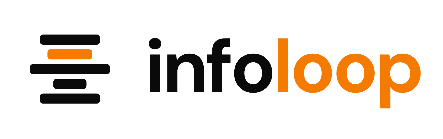 Infoloop logo: the five-bar mark and the infoloop wordmark